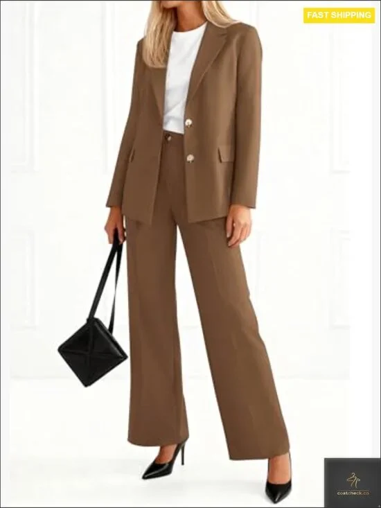 Oversized Blazer Wide Leg Pantsuit Professional Work Office Business Casual - Picture 2 of 7